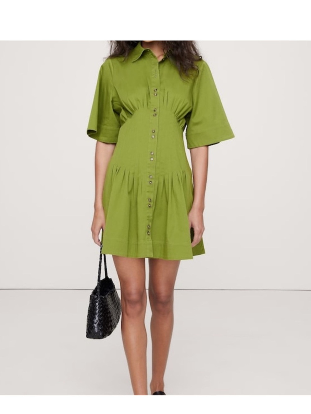 Banana Republic Green Button-Front Mini Dress